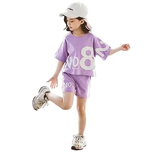 Silver & Style Korean Children’s Clothing Setup, Girls, Summer, Short Sleeve, T-Shirt, Shorts, Top and Bottom Set, Dance