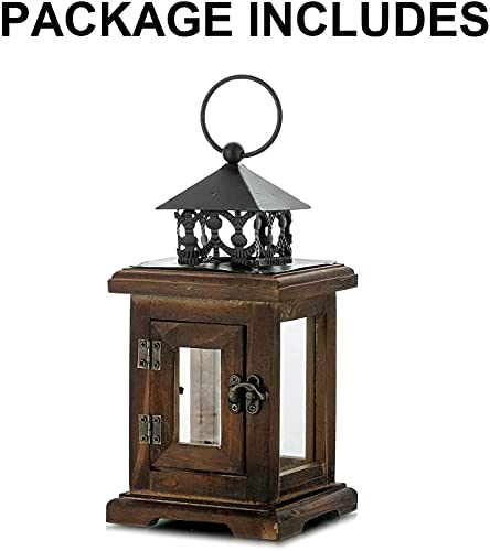 Decorative Candle Lantern Wood Farmhouse - Rustic Distressed Wooden Candle Lantern Holder Small Hanging/Tabletop, For Wedding Home Porch Patio Coffee Table Decorations, Natural #TOP5