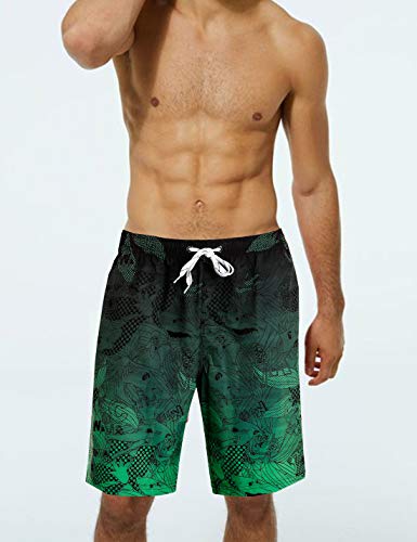 APTRO Bermuda de banho masculina de secagem rápida com bolsos e shorts de praia, Gradient-green, Med