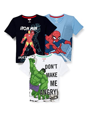 Marvel by Kidsville Boys Printed Regular fit Cotton T-Shirt Pack ...