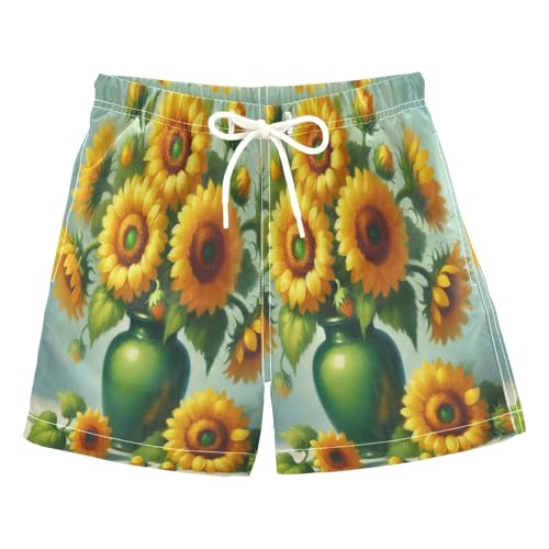 Sunflower Light Blue Boys Swim Trunks Quick Dry Toddler Swimsuit Boy Board Shorts Bathing Suits Swimwear XL