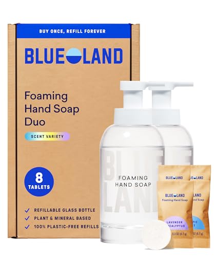 Image of BLUELAND Hand Soap Duo, 2 Bottles with 8 Refill Tablets, Variety Scents