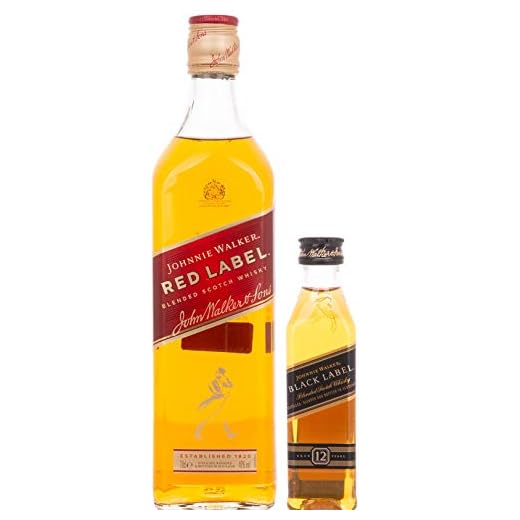 Johnnie Walker Red Label Blended Scotch Whisky 40% Vol. 0,7l with Johnnie Walker Black Label Miniatur 0,05l