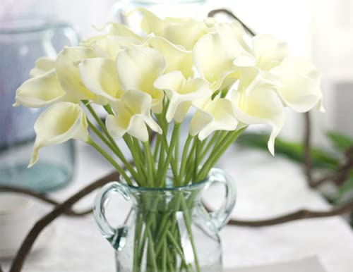 NatureMan 10pcs Artificial Calla Lily Flowers 13" PUTrue Touch FlowerHome Kitchen & Wedding Party Decoration (White) - Image 2