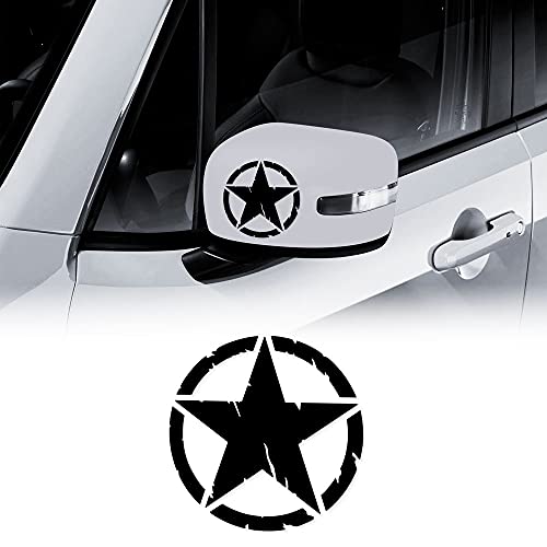 4R Quattroerre.it 17116 2 x 9cm Matt Black Army Star Stickers for Jeep Renegade Car Mirrors