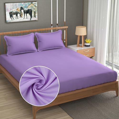Drap de lit de qualité supérieure en microfibre violette avec ses taies d'oreiller