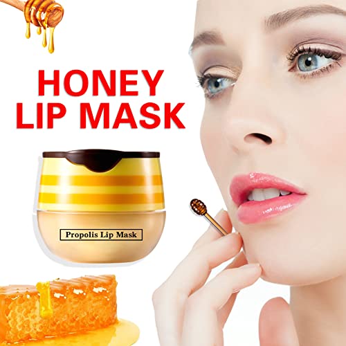Honey Lip Mask，Qiufsse Bee Balm Lip Balm Honey Pot Lip Masks For Dry Lips Bee Balm For Lip Care Lip Moisturizing Cracked Lip Scrubs Exfoliator #TOP1