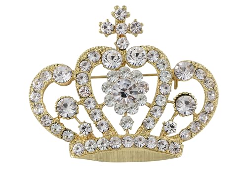 Image of Alilang Amethyst Purple Multi-Colored Crystal Rhinestone Royal Princess Queen Crown Brooch Pin
