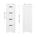 Homfa Bathroom Floor Cabinet, Wooden Free Standing Storage Cabinet Side Organizer Unit with 4 Drawer, White