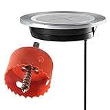 Kabelloses Ladegerät mit Lochsäge aus Stahl, kabelloses iPhone-Ladegerät 2,36 Zoll Loch, kabelloses Tischladegerät für iPhone Samsung Galaxy-Serie (Silber)