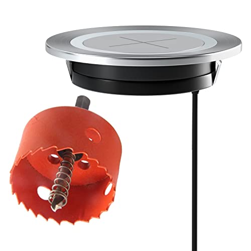 Cargador inalámbrico con sierra de corona de acero, cargador de iPhone inalámbrico de 2,36 pulgadas, cargador de mesa inalámbrico para iPhone Samsung Galaxy Series (plata) Cover