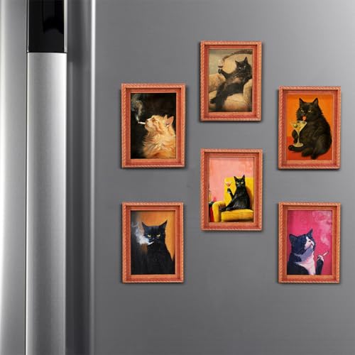 Imanes decorativos con diseño de gato 3D, pack de 6 miniatura 2