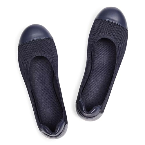 Image of Frank Mully Women's Ballet Flats Round Toe Walking Flats Slip On Work Shoes Knitted Flats Shoes for Woman Soft Lightweight