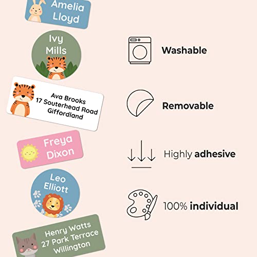 Name Labels Set For Daycare, Clothes & Items (50), No-Iron Labels, Washable And Personalized Kids Name Stickers, Stick On Tags School In Various Sizes - White #TOP2