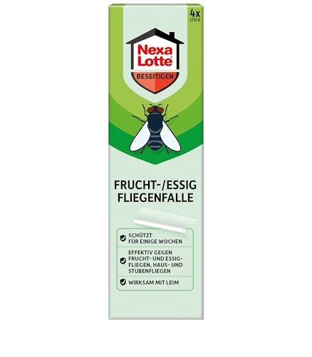 NEXA LOTTE Piège à mouches à fruits et vinaigre sans insecticide - 4 pièges transparents contre les mouches gênantes - Convient pour toutes les fenêtres de pièces