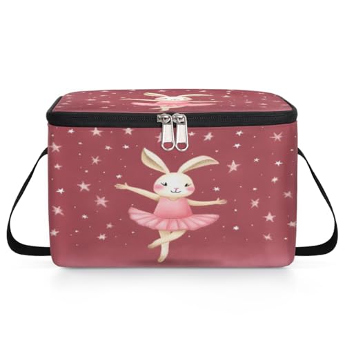 GzLeyigou Ballet Rabbit Lunch Bags for Women Men 9 Cans, Hot & Cold Food Delivery Bag Insulated Grocery Bag Insulated Lunch Box Dancing Cooler Bag for Office Work Picnic Beach