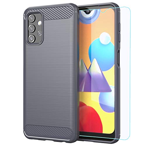 Samsung A32 5G case,Galaxy A32 5G case,with HD Screen Protector,M MAIKEZI Soft TPU Slim Fashion Non-Slip Protective Phone Case Cover for Samsung Galaxy A32 5G (Gray Brushed TPU)