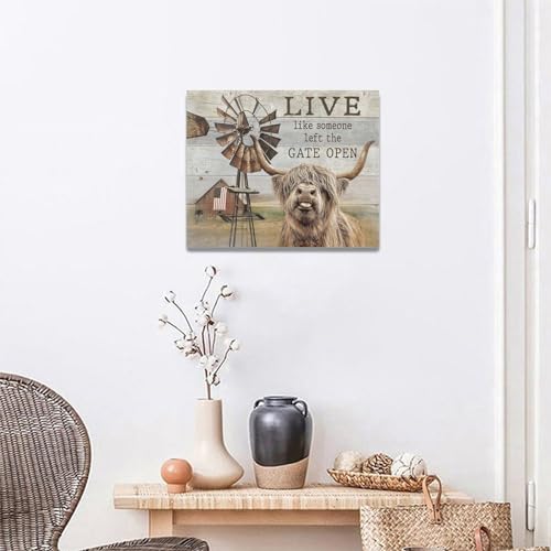 Highland-Cow-Wall-Art-Highland-Cow-Canvas-Painting-Prints-Farmhouse-Rustic-Windmill-Pictures-Western-Wall-Decor-Modern-Artwork-Home-Decoration-for-Bedroom-Bathroom-Living-Room-20×16 Highland Cow Wall Art Highland Cow Canvas Painting Prints Farmhouse Rustic Windmill Pictures Western Wall Decor Modern Artwork Home Decoration for Bedroom Bathroom Living Room 20×16