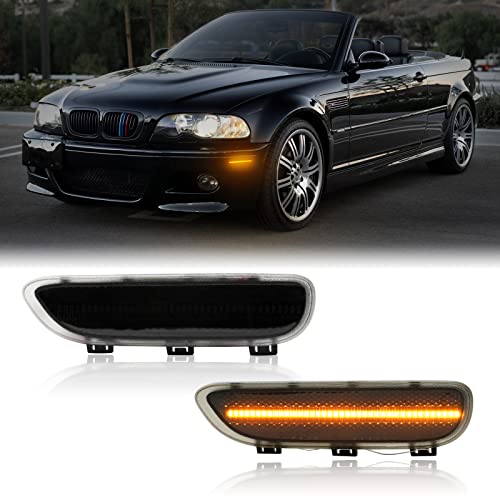 Mynoway Front Bumper LED Reflector Lights Replacement for 3 Series E46 325i 325Ci 330Ci 330i 2 Door Coupe Convertible 1999-2003, E46 M3 2001-2006, Side Marker Fender Driving Parking Lamp