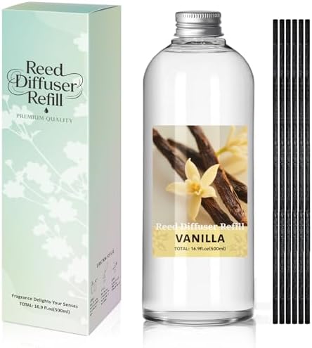 SCENTORINI Vanilla Reed Diffuser Refill 500ml with 6 Sticks - War...
