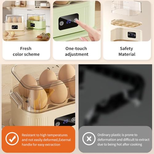 Compact 6-Egg Cooker - Electric Egg Boiler for Boiling, Poaching & Breakfast with Automatic Shut-Off & Removable Tray (Green) - Image 5
