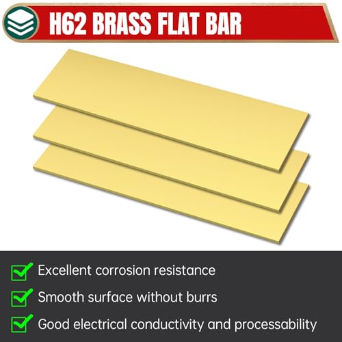 Uxney 11HTTUXNEY2405 Brass Flat Bar,3/16"Thickness X 3"Width X 8"Length Brass Bar Stock,Brass Rods For Crafts,Models thumb #2