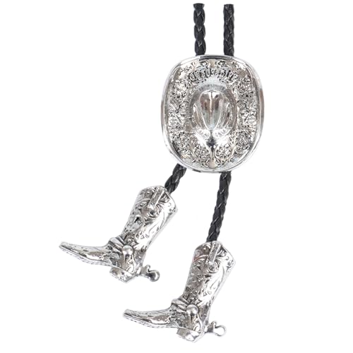 Image of Bolo Ties for Men Western - 3D Cowboy Hat Design With Vintage Boots, Western Bolotie Bola Tie