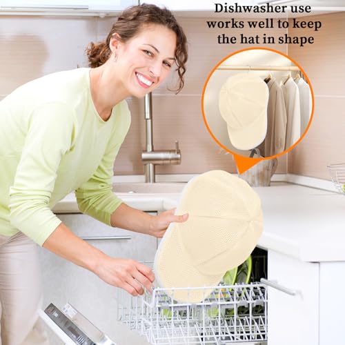 Fododo Cap Waschmaschinen Form Cap Washer basecap waschgestell Caps gestell zum waschen Hutwaschmaschine für Baseballkappen (Beige 2 Stück)