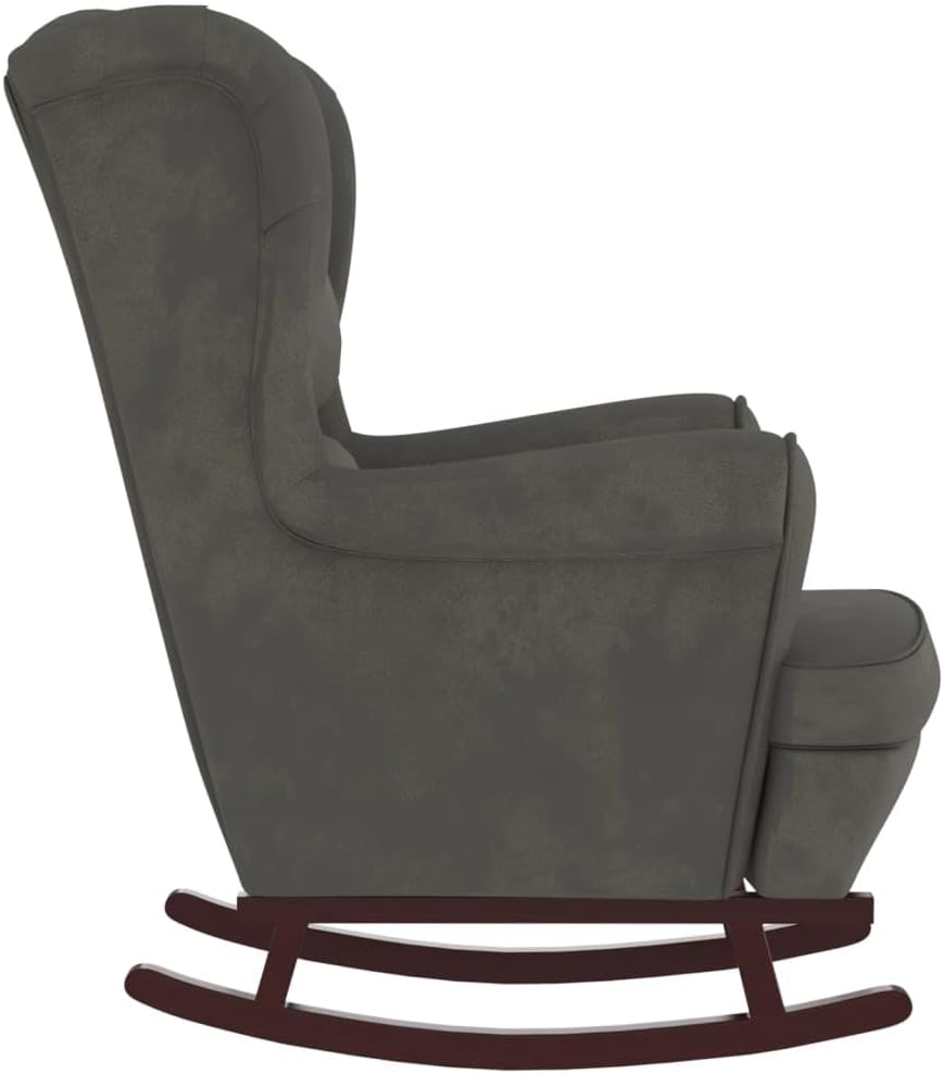 vidaXL Schaukelstuhl mit Massivholz-Gummibeinen Dunkelgrau SAMT