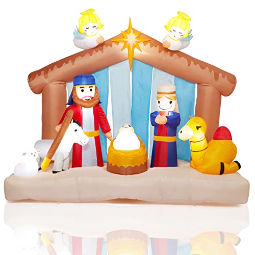 Christmas Inflatable Nativity Scene Outdoor 6 Ft, Nativity Sets, Xmas Holiday Decorations Outside, Christmas Nativity Inflatable Model Blow Up Yard Decor With Built-In Led For Lawn, Yard, Garden #TOP6
