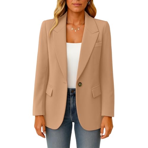 Blazer Mujer Chaqueta Americana Mujer Sexy Blazer Manga Larga Elegantes Ropa Chaqueta Primavera 2#Caqui XL