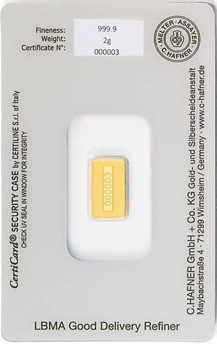 C. Hafner 2 Gramm Goldbarren - 999,9 Feingold - LBMA zertifiziert - im Blister - Neuware