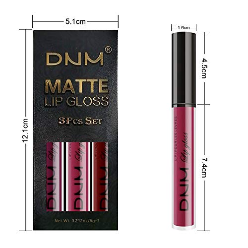 Evpct Dnm 3Pcs Red Matte Liquid Lipstick Sets For Black Women Lip Stain Matte Long Lasting Lipstick Waterproof Dark Red Purple Rose Pink Lipstick Lip Stick Gloss Packs Labial Mate Larga Duracion 24 #TOP5