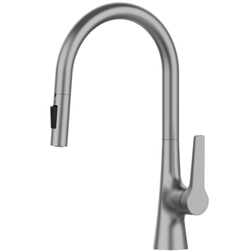 Robinet de cuisine à douchette extractible et mitigeur double fonction V72 noir et chromé