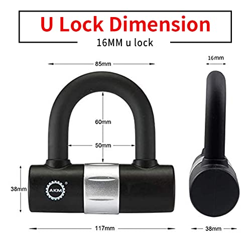 Akm Bike Lock Chain Lock 3-Foot Heavy Duty Bike Chain Lock Durable 12Mm Thick Anti-Theft Bicycle Chain Lock With 4Keys Security 16Mm U Lock Disc Lock For Bicycle,Moped,Scooter,Motorcycle #TOP6
