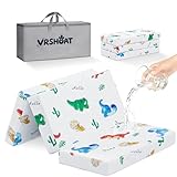 Trifold Pack and Play Mattress Portable Pack N Play Mattresses with Washable Cover Waterproof Travel Crib Mattress for Baby and Toddler Dinosaur Pattern - 38" x 26" x 1.5"