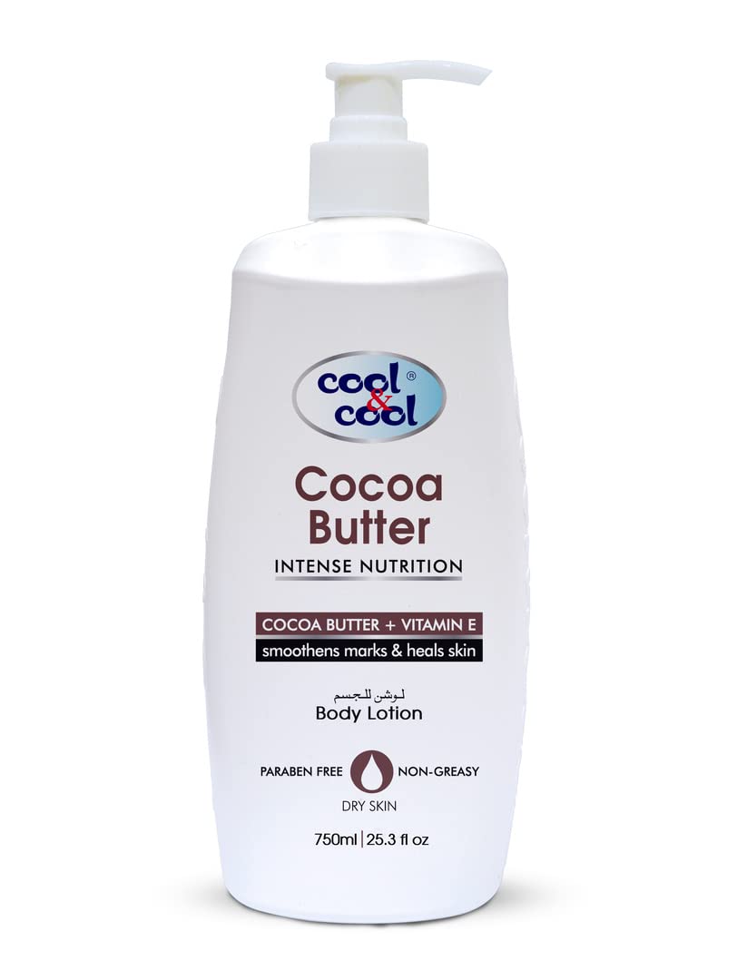 Cocoa Butter Body Lotion 750 ML - Moisturizing Formula with Cocoa Butter & Vitamin E, Non-Greasy & Paraben-Free, Smooths Marks and Heals Skin