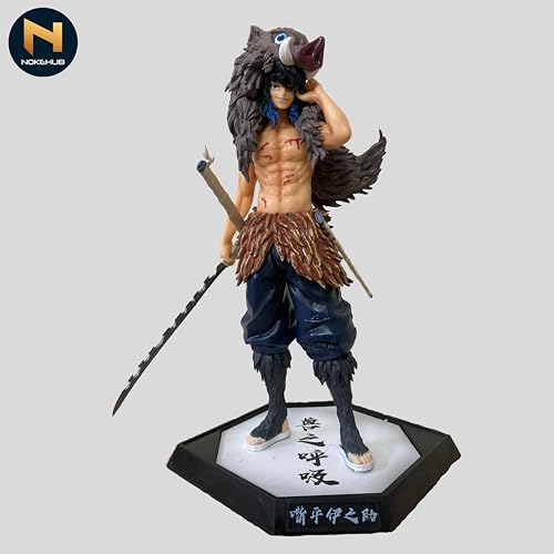 Image of Inosuke Hashibira Action Figure, 30cm Collectible Figurine with Wolf Head Mask and Weapon
