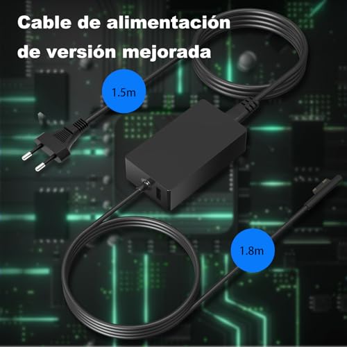Cargador Surface 65W sustitución para evitar batería baja en Surface Pro 7 6 2