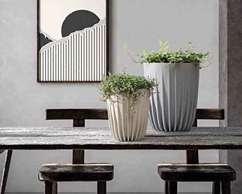 Lamela MIRA ECO with COFFEE Flowerpot Herb Plant New Season 2022 Balcony Garden Container Bucket 2in1 set Two parts with insert Unique Surface Design impress? (Ø 14,5cm H 17,2cm, Espresso)