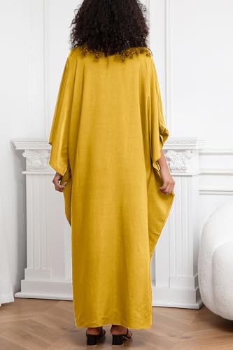 Women's Solid Color Bohemian Kaftan Dress Beach Cover Ups Plus Size Bathrobes One Size4