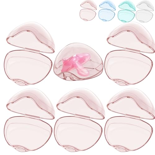 Image of Smlpuame Pacifier Case,6 Pack BPA Free Pacifier Holder Case,Transparent Container Box for Baby Binky（Not Included),Essential Pacifier Accessories,Alway Keep Paci Clean,Easy to Clean(Pink)