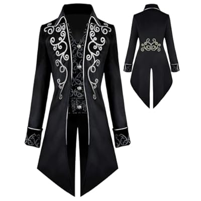 YQVGFBY Chaqueta Steampunk Vintage para hombre, estilo gótico, frac, abrigo, traje de carnaval, ropa medieval para hombre, disfraz de Halloween, Negro , XL | Ya disponible en tu tienda friki favorita! En mundofriki.es!