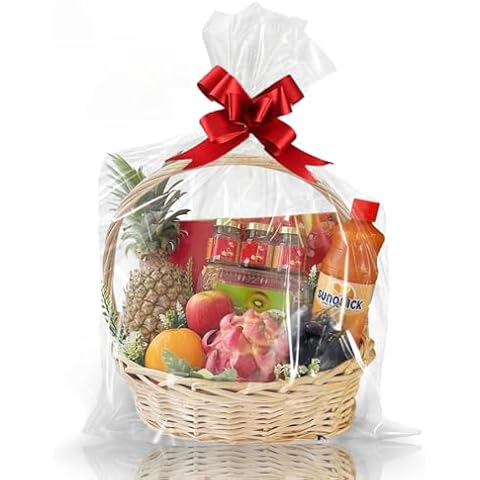 WIKDAY Clear Gift Bags 15 PCS 24x30 Inches Large Cellophane Wrap for Gift Baskets Wrapping Plastic with Ties for Gift Giving, Packaging Products Cover