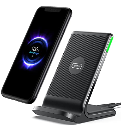 Image of INIU Wireless Charger, 15 W Wireless Charger, Fast Wireless Charging Station with Sleep-Friendly Adaptive Light Holder for iPhone 14 13 12 11 Pro XR XS X 8 Plus Samsung Galaxy S22 S21 Google LG | With adaptable night light, office accessories, wireless travel charger for iPhone 17 16 Pro Max Samsung S25 etc