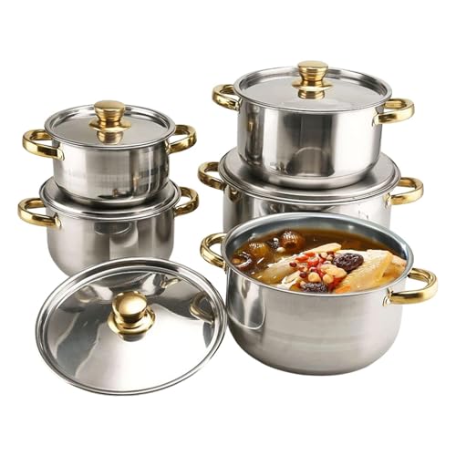 Utensilios de cocina antiadherentes – Juego de cocina completo de 10 piezas, ollas y sartenes versátiles, herramientas culinarias de alta calidad | Batería de cocina con construcción duradera para