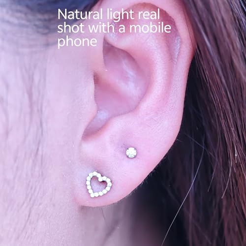 Hypoallergenic G23 Titanium Gold/Silver Earrings/Cartilage earring stud for Sensitive Ears Nickel Free for Women/Men Lightweight Waterproof Posts Dainty Mini Multi-Shape Flat Back Stud Earring | Helix Cartilage Jewelry Perfect for New Piercings Gym Swimming/Sleep/back to school2