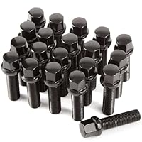 20 Verlängerte Radschrauben Radbolzen für Spurverbreiterungen I M14x1,5x40mm I Kugelbund SW 17mm I Kompatibel mitdie meisten Audi Volkswagen (Schwarz)