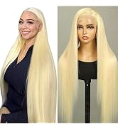 MARUOL 32 Inch 613 13x6 Lace Front Wig Human Hair Straight 613 HD Lace Frontal Wigs 200% Density ...