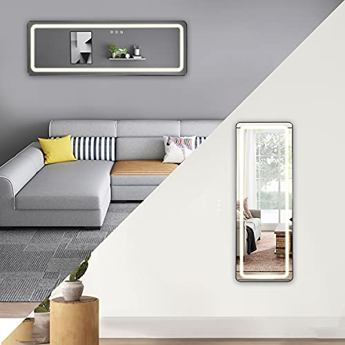 Depuley Staande spiegel met verlichting, 160 x 50 cm, HD full-body spiegel, wandspiegel met 3 lichtkleuren, dimbaar, touch-schakelaar, moderne lichtspiegel voor woonkamer, slaapkamer, hal, kleedkamer - Image 7